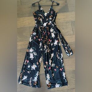 Kaileigh Black Floral Jumpsuit